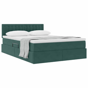 vidaXL Storage Bed with Mattress Dark Green 140 x 200 cm Velvet