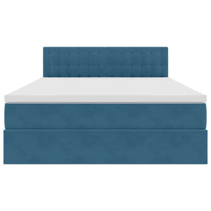 vidaXL Storage Bed with Mattress Dark Blue 140 x 200 cm Velvet