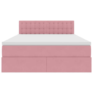 vidaXL Storage Bed with Mattress Pink 140 x 200 cm Velvet