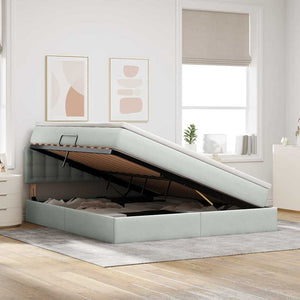 vidaXL Storage Bed with Mattress Light Gray 160 x 200 cm Velvet