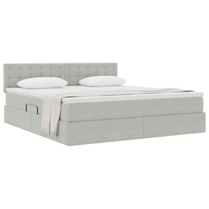 vidaXL Storage Bed with Mattress Light Gray 160 x 200 cm Velvet