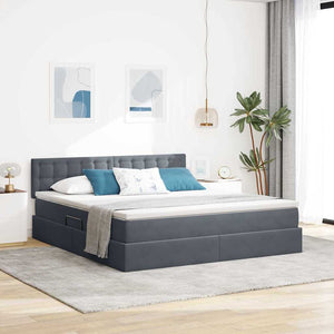 vidaXL Storage Bed with Mattress Dark Gray 160 x 200 cm Velvet