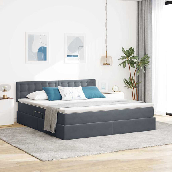 vidaXL Storage Bed with Mattress Dark Gray 160 x 200 cm Velvet