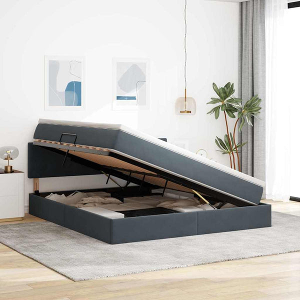 vidaXL Storage Bed with Mattress Dark Gray 160 x 200 cm Velvet