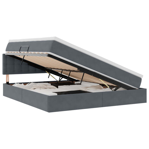 vidaXL Storage Bed with Mattress Dark Gray 160 x 200 cm Velvet