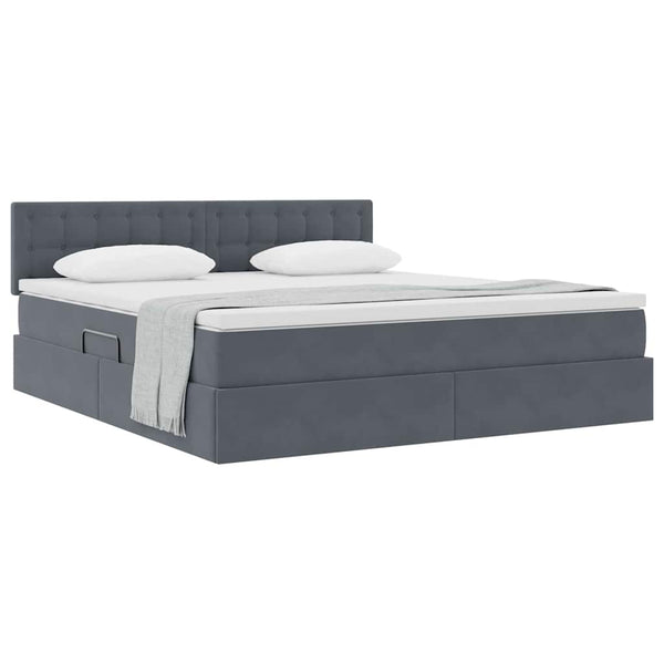 vidaXL Storage Bed with Mattress Dark Gray 160 x 200 cm Velvet