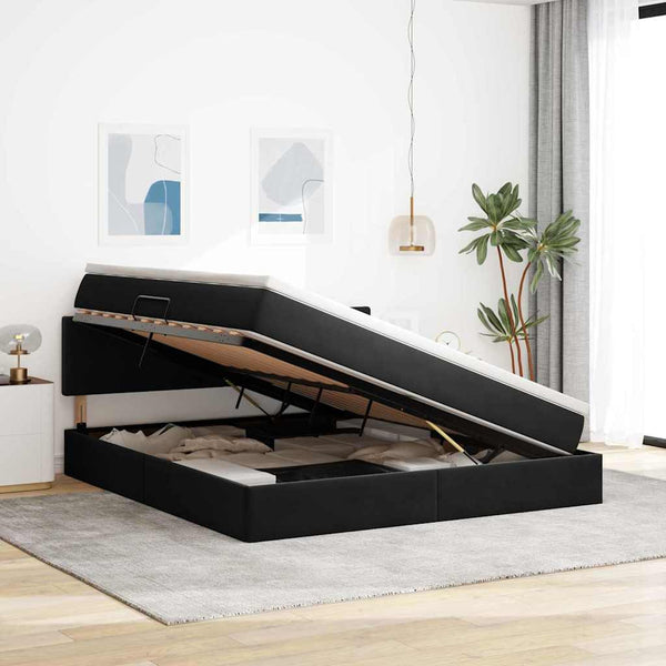 vidaXL Storage Bed with Mattress Black 160 x 200 cm Velvet