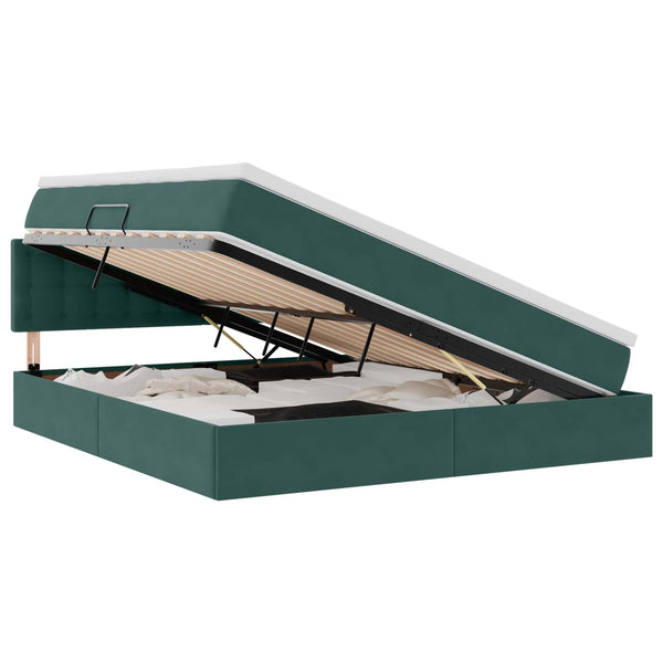 vidaXL Storage Bed with Mattress Dark Green 160 x 200 cm Velvet