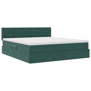 vidaXL Storage Bed with Mattress Dark Green 160 x 200 cm Velvet