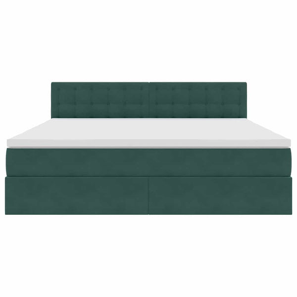 vidaXL Storage Bed with Mattress Dark Green 160 x 200 cm Velvet