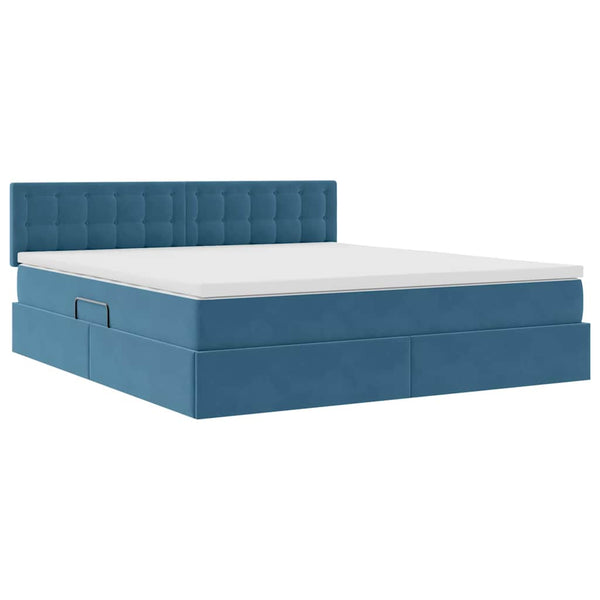 vidaXL Storage Bed with Mattress Dark Blue 160 x 200 cm Velvet