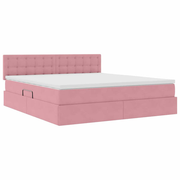 vidaXL Storage Bed with Mattress Pink 160 x 200 cm Velvet