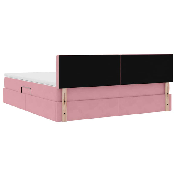 vidaXL Storage Bed with Mattress Pink 160 x 200 cm Velvet