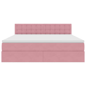 vidaXL Storage Bed with Mattress Pink 160 x 200 cm Velvet