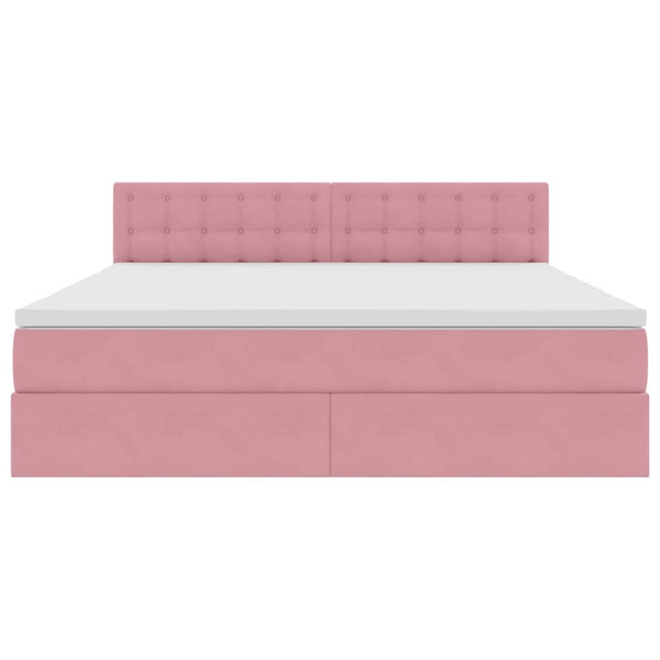 vidaXL Storage Bed with Mattress Pink 160 x 200 cm Velvet