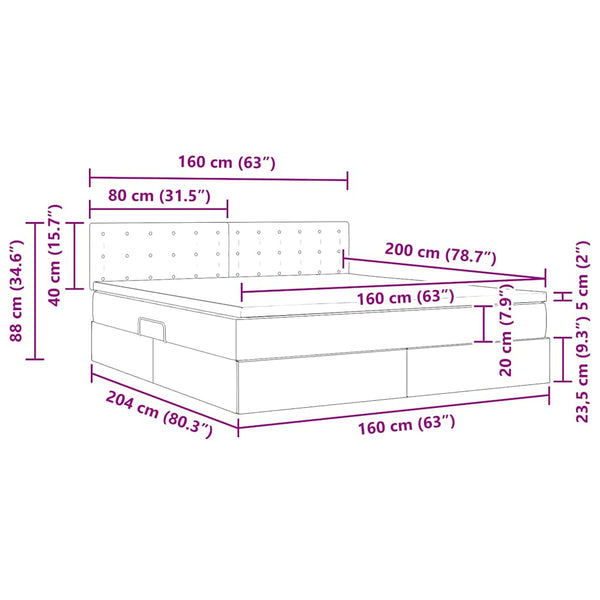 vidaXL Storage Bed with Mattress Pink 160 x 200 cm Velvet