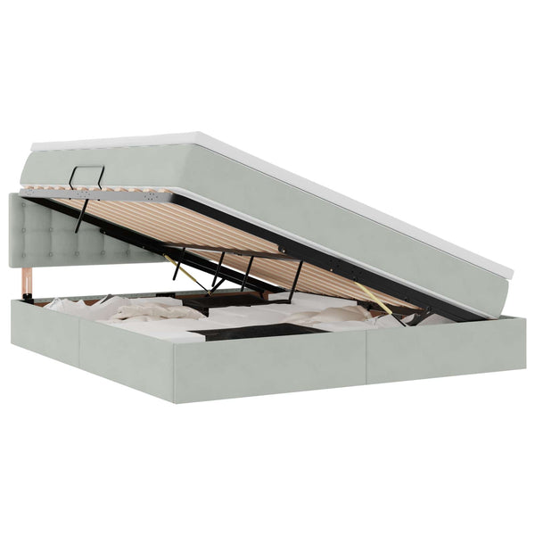 vidaXL Storage Bed with Mattress Light Grey 180 x 200 cm Velvet