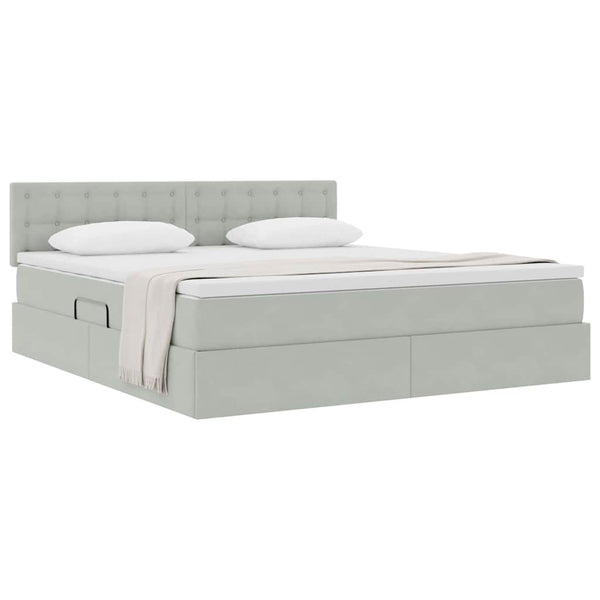 vidaXL Storage Bed with Mattress Light Grey 180 x 200 cm Velvet