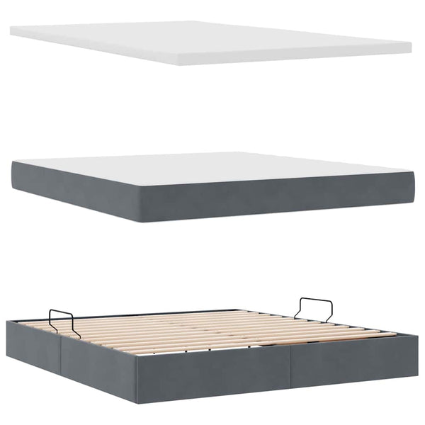 vidaXL Storage Bed with Mattress Dark Grey 180 x 200 cm Velvet