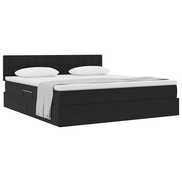 vidaXL Storage Bed with Mattress Black 180 x 200 cm Velvet