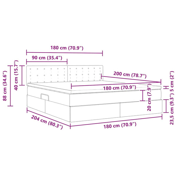 vidaXL Storage Bed with Mattress Dark Green 180 x 200 cm Velvet