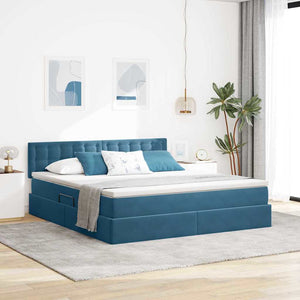 vidaXL Storage Bed with Mattress Dark Blue 180 x 200 cm Velvet