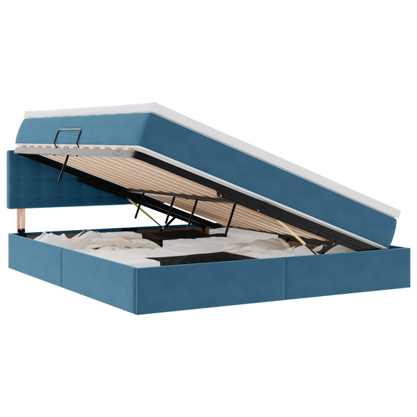 vidaXL Storage Bed with Mattress Dark Blue 180 x 200 cm Velvet