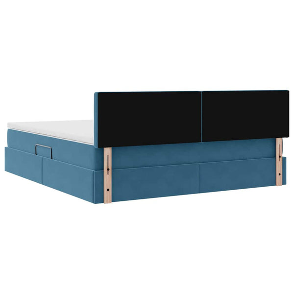 vidaXL Storage Bed with Mattress Dark Blue 180 x 200 cm Velvet