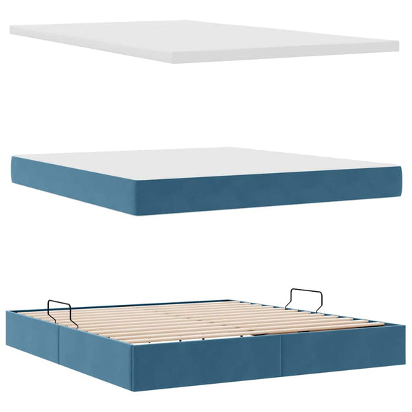 vidaXL Storage Bed with Mattress Dark Blue 180 x 200 cm Velvet
