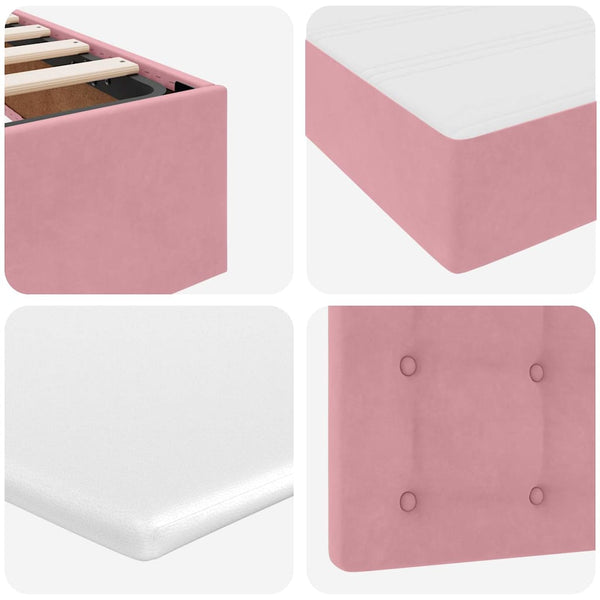 vidaXL Storage Bed with Mattress Pink 180 x 200 cm Velvet