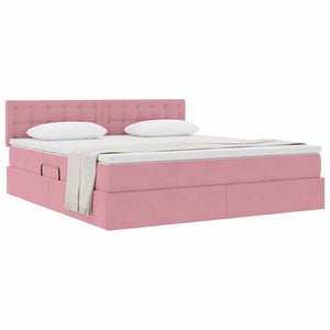 vidaXL Storage Bed with Mattress Pink 180 x 200 cm Velvet