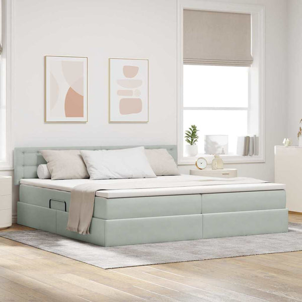 vidaXL Storage Bed with Mattress Light Gray 200 x 200 cm Velvet