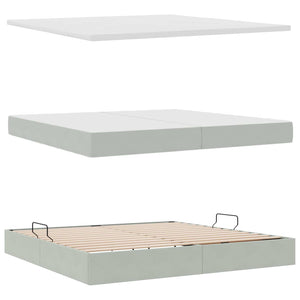 vidaXL Storage Bed with Mattress Light Gray 200 x 200 cm Velvet