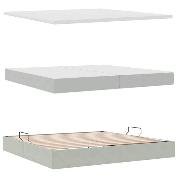 vidaXL Storage Bed with Mattress Light Gray 200 x 200 cm Velvet