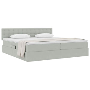 vidaXL Storage Bed with Mattress Light Gray 200 x 200 cm Velvet