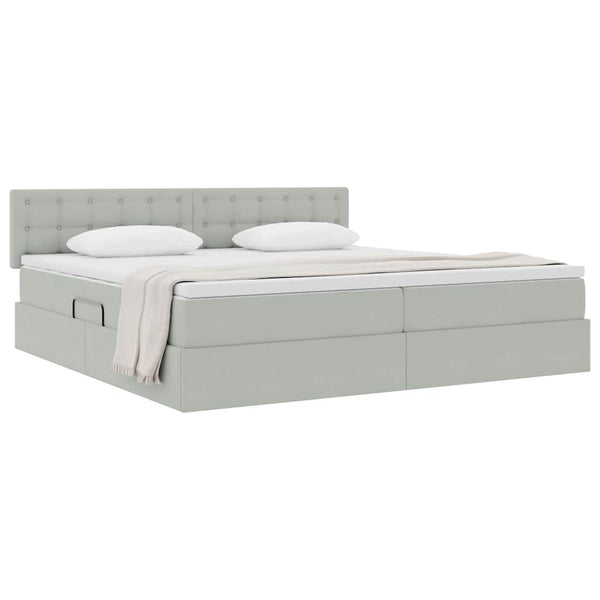 vidaXL Storage Bed with Mattress Light Gray 200 x 200 cm Velvet