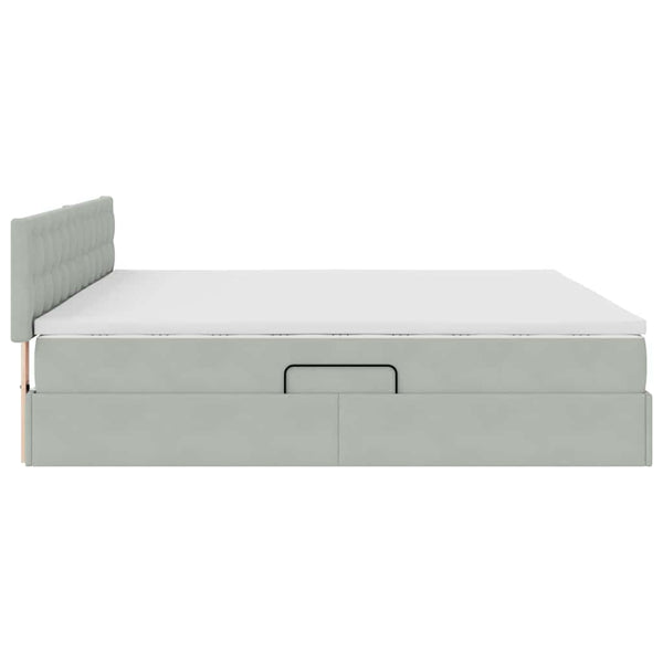 vidaXL Storage Bed with Mattress Light Gray 200 x 200 cm Velvet