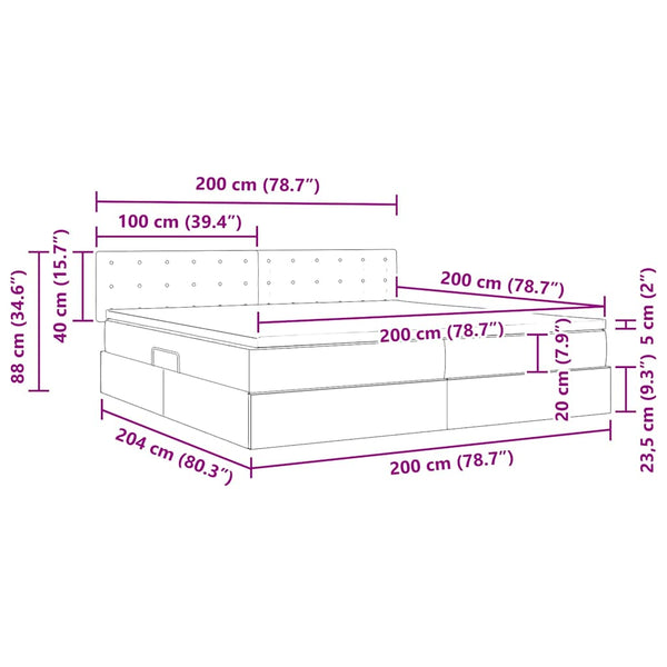 vidaXL Storage Bed with Mattress Light Gray 200 x 200 cm Velvet
