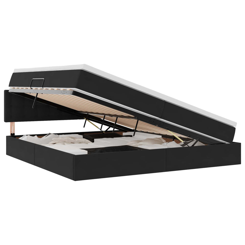vidaXL Storage Bed with Mattress Black 200 x 200 cm Velvet