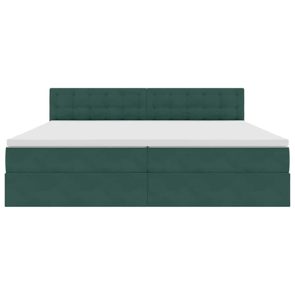 vidaXL Storage Bed with Mattress Dark Green 200 x 200 cm Velvet