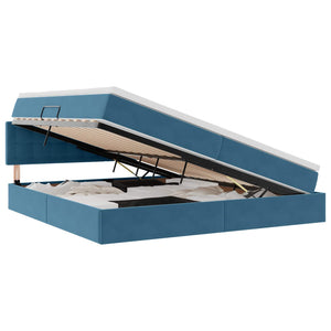 vidaXL Storage Bed with Mattress Dark Blue 200 x 200 cm Velvet