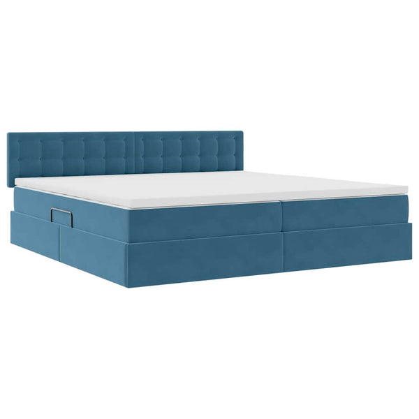 vidaXL Storage Bed with Mattress Dark Blue 200 x 200 cm Velvet