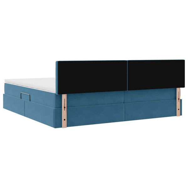 vidaXL Storage Bed with Mattress Dark Blue 200 x 200 cm Velvet