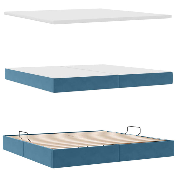 vidaXL Storage Bed with Mattress Dark Blue 200 x 200 cm Velvet