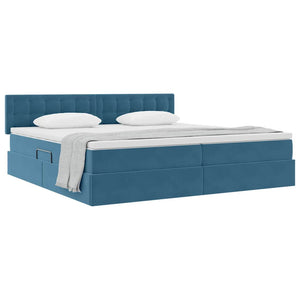 vidaXL Storage Bed with Mattress Dark Blue 200 x 200 cm Velvet