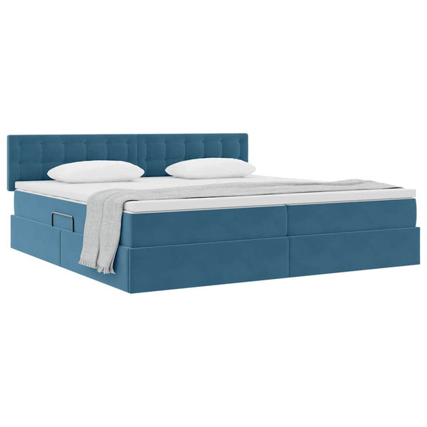 vidaXL Storage Bed with Mattress Dark Blue 200 x 200 cm Velvet
