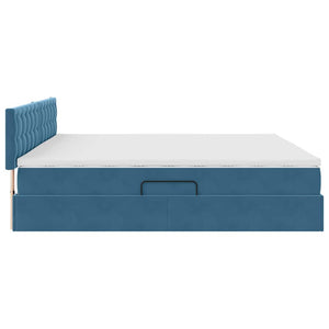 vidaXL Storage Bed with Mattress Dark Blue 200 x 200 cm Velvet