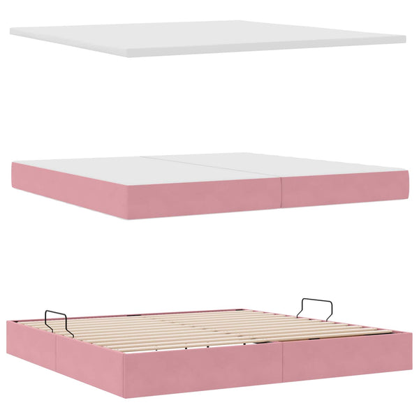 vidaXL Storage Bed with Mattress Pink 200 x 200 cm Velvet
