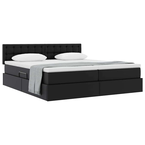 vidaXL Storage Bed with Headboard Black 180 x 200 cm Faux Leather