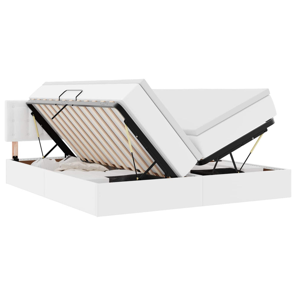 vidaXL Storage Bed with Mattress Pure White 180 x 200 cm Faux Leather